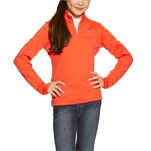 ARIAT CONQUEST CHILDRENS 1/4 ZIP TOP - RED CORAL Image 1