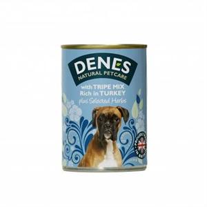 DENES ADULT DOG TINS 12 * 400G TRIPE MIX RICH IN TURKEY and HERBS Image 1