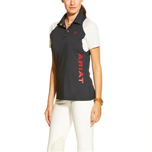 ARIAT TEAM CAMBRIA LADIES SHORT SLEEVE POLO - NAVY Image 1