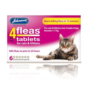 JOHNSONS 4FLEAS TABLETS - CATS & KITTENS (6 tablets) Image 1