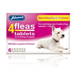 JOHNSONS 4FLEAS TABLETS - SMALL DOGS & PUPPIES up to 11KG  (6 tablets) Image 1
