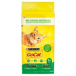 Go Cat Adult Cat Food with Chicken, with Turkey and with Vegetables 2kg Image 1