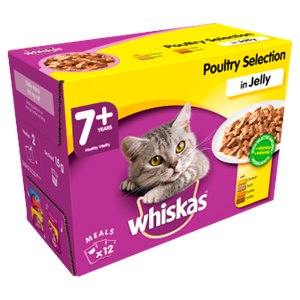 Whiskas Pouches 7+ Senior Poultry Selection Jelly 12 x 100g Image 1