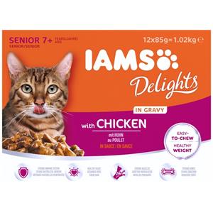 IAMS DELIGHTS with CHICKEN in GRAVY FOR SENIOR CATS 12 x 85g Image 1