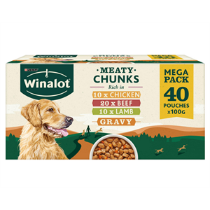 Winalot Pouches Meaty Chunks Mega Pack in Jelly 40x100g Image 1
