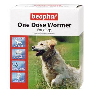BEAPHAR ONE DOSE WORMER FOR LARGE DOGS - 4 TABLETS Image 1