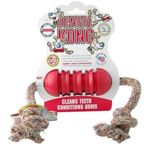 RED CLASSIC DENTAL KONG MEDIUM WITH FLOSS ROPE Image 1