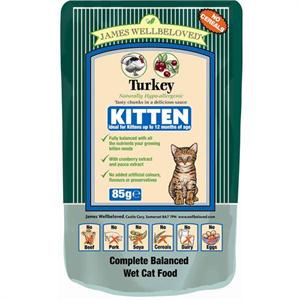 JAMES WELLBLEOVED KITTEN POUCH 12*85G with TURKEY Image 1