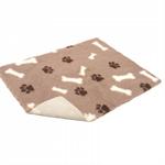 PETLIFE NON SLIP VETBED MINK WITH CREAM BONES & BROWN PAWS 102CM X 76CM thumbnail