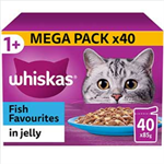 Whiskas 1+ Cat Pouch Fish Fav jelly 40x85g  Mega Pack  thumbnail